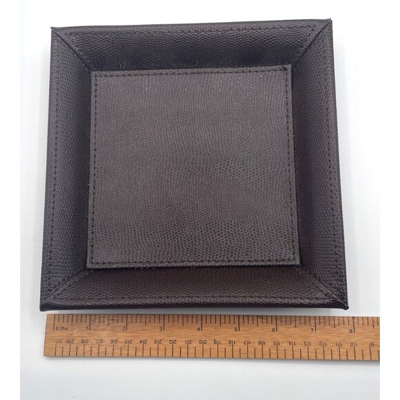 Vegan Leather Valet Tray 8" x 8" Catchall Dresser Coin Change Tray MINT - Picture 3 of 6